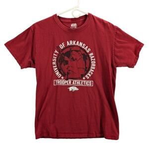 Razorbacks Star Wars Shirt Mens Medium Red University of Arkansas Trooper Hogs